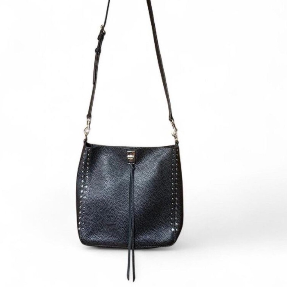 Rebecca Minkoff Darren Stud Black Pebbled Leather Crossbody Shoulder Bag NWOT - Picture 10 of 10